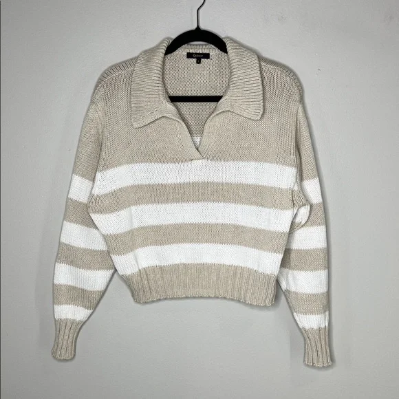 QUINCE 100% Organic Cotton Cropped Polo Sweater in Beige Ivory size Small - Picture 2 of 12